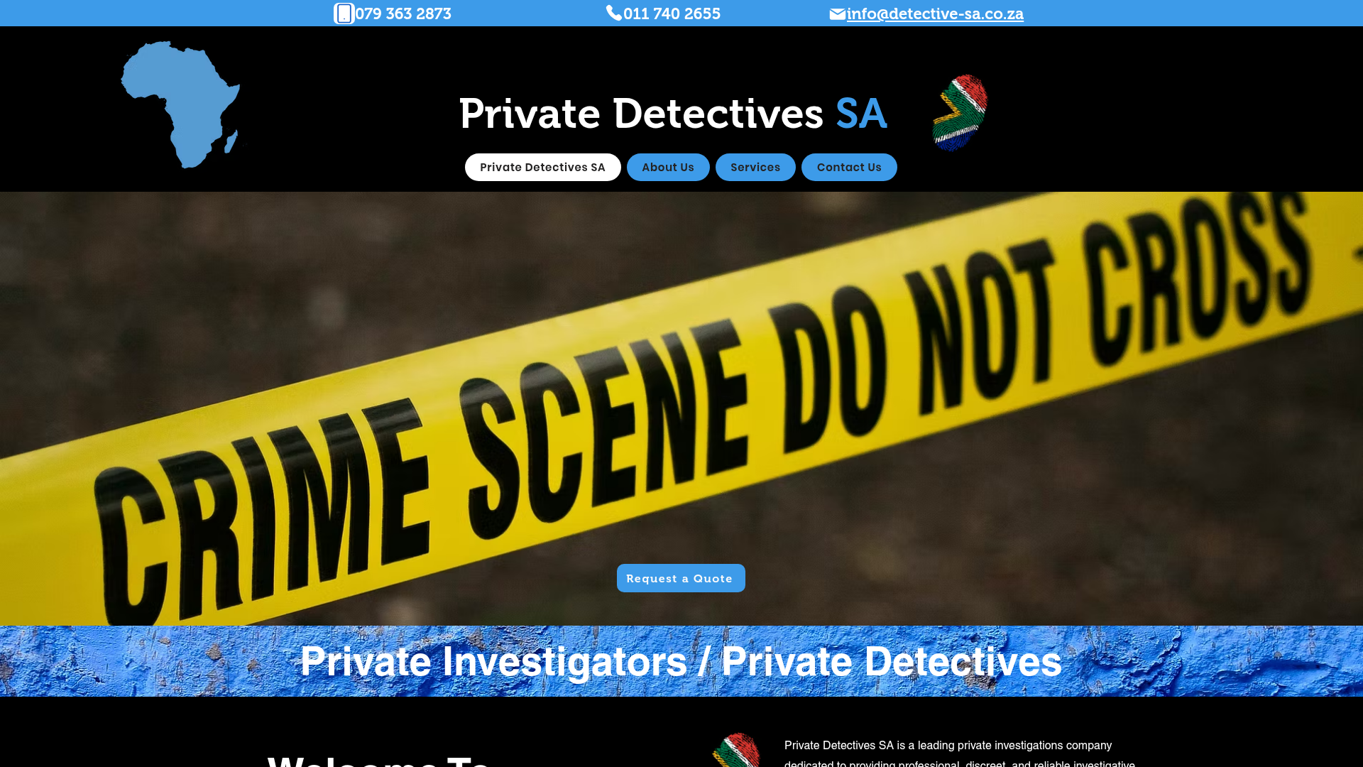 Web design project for Private Detectives SA — a premier private investigation agency in South Africa
